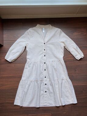 BEACHSISSI Gingham Button Front Dress S